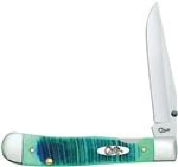Case Kickstart® Caribbean Blue Bone - Sawcut Jig TrapperLock A-O (6154 AC SS) U.S. Pat. 7,086,157 Knives 25594