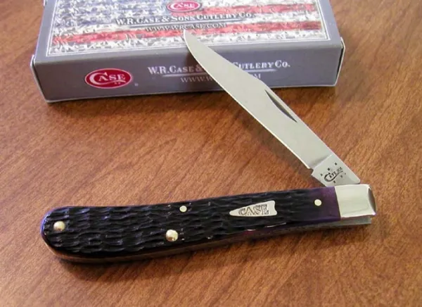 Case Purple Bone Slimline Trapper Knives 25608