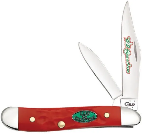 Case Christmas Dark Red Syn Peanut Knives 25675