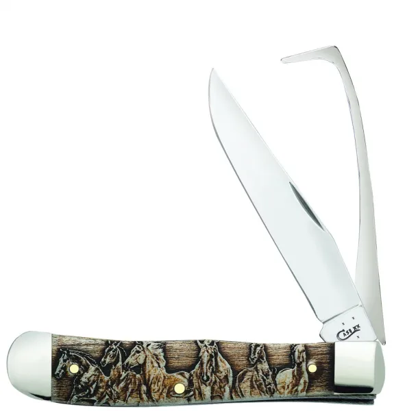 Case Sm Nat Bn W-blkwash Equestrian Knives 25985