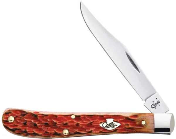 Case Brnt Salmon Bn Slimline Trappe Knives 27053