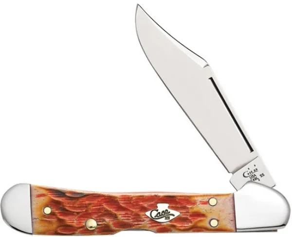 Case Burnt Salmon Bone - Peach Seed Jig Mini CopperLock (61749L SS) Knives 27055