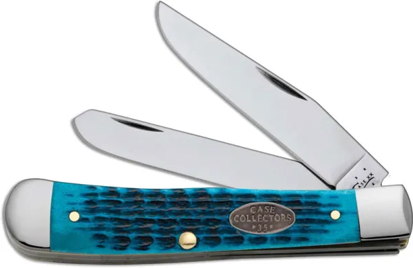 Case Case Collectors Club - Rogers Corn Cob Jig Caribbean Blue Bone Trapper (6254 SS) Knives 27605