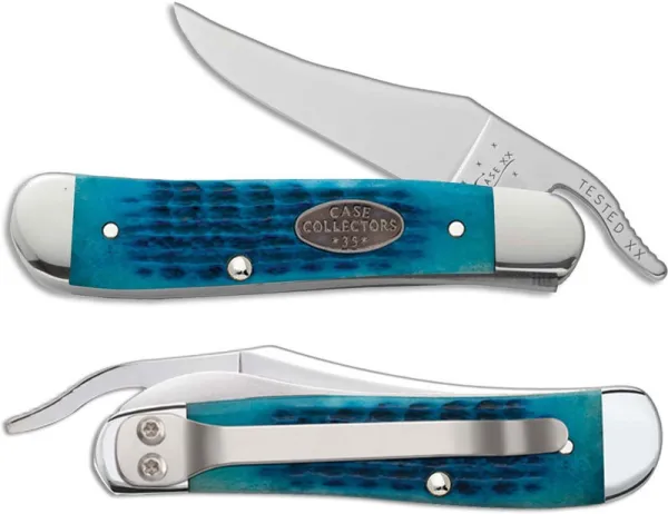 Case Collectors Club - Rogers Corn Cob Jig Caribbean Blue Bone RussLock (61953LC SS) with Clip 27607