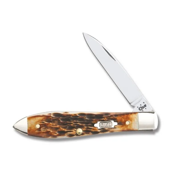 Case Burnt Jig Amber Bone Teardrop Knives 27642