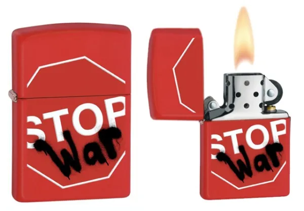 Zippo Stop War Red Matte lights 28140