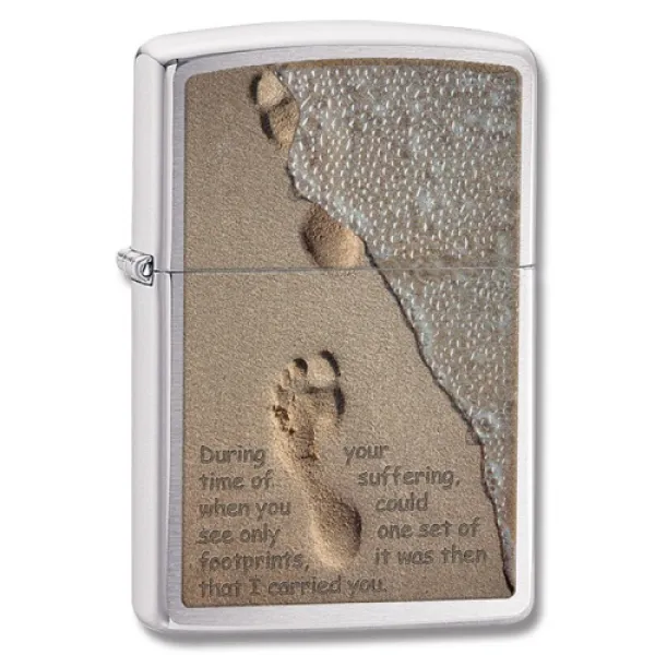 Zippo Footprints In The Sand Chrome Lighter 28180