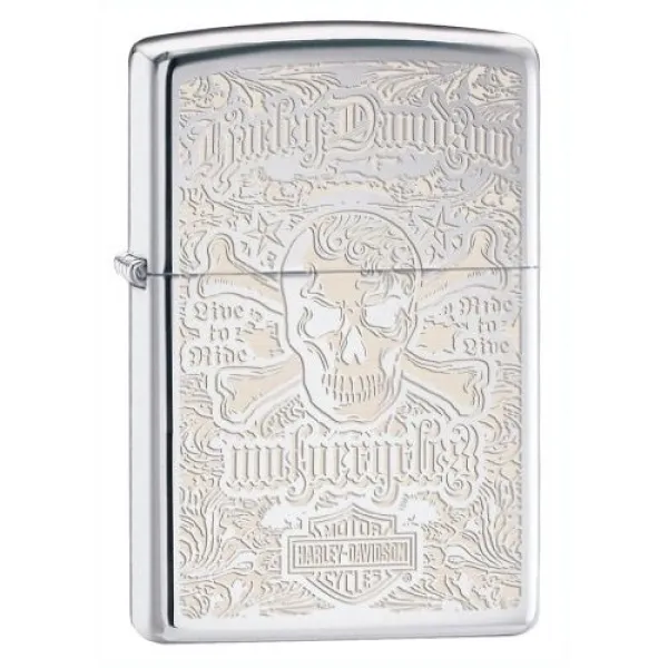 Zippo Harley Skull Chrome lights 28229