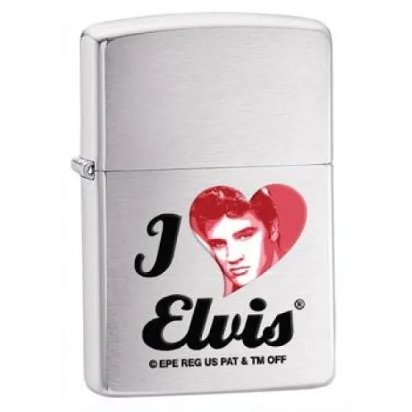 Zippo I Love Elvis Brushed Chrome lights 28258