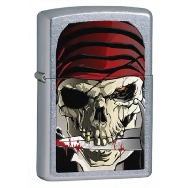Zippo Pirate Street Chrome lights 28278