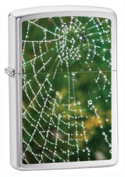Zippo Spider Web Rain Drops Chrome lighter 28285