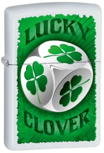 Zippo Clover Dice White Matte Lighter Model 28292 28298