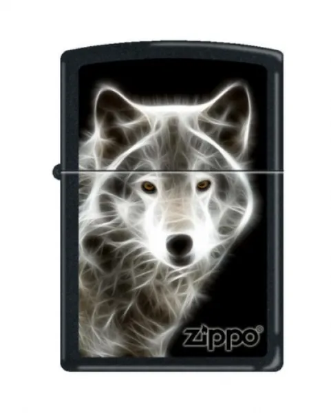Zippo White Wolf Black Matte Lighter 28303