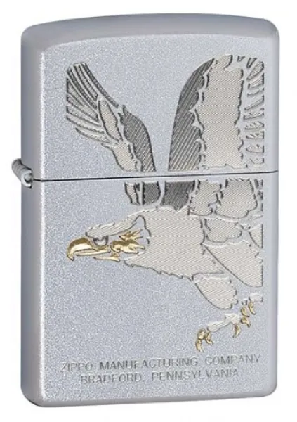 Zippo Eagle Satin Chrome lights 28356