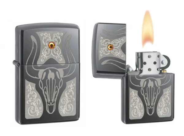 Zippo Blk Ice Swarovski Crystal lights 28361