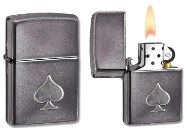 Zippo Gray Dusk With Spade Stamp lights 28379