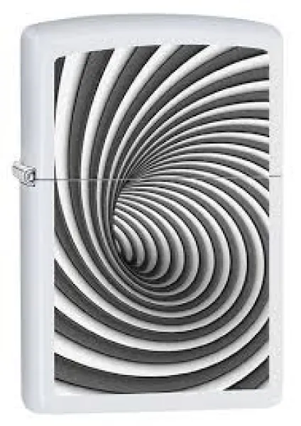 Zippo White Matte Black Spiral lights 28440