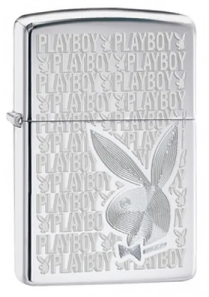 Zippo Playboy High Polish Chrome lights 28545