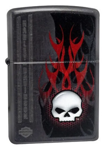 Zippo Harley Davidson Skull & Flame lights 28618