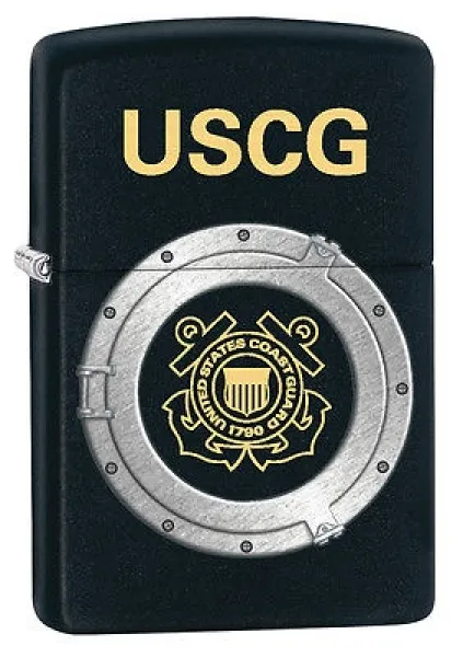 Zippo Us Coast Guard Black Matte lights 28623