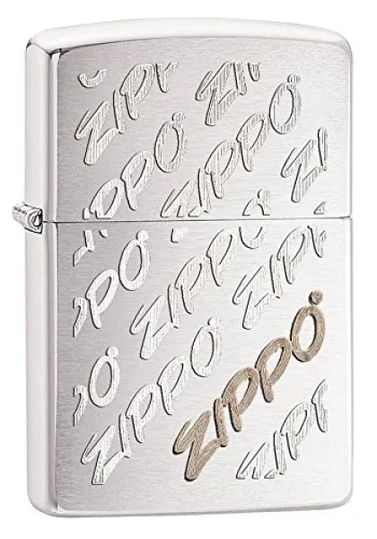 Zippo Brushed Chrome Zippo Script lights 28642