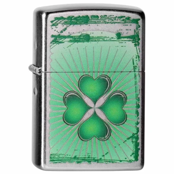 Zippo Clover Grunge Street Chrome lights 28659