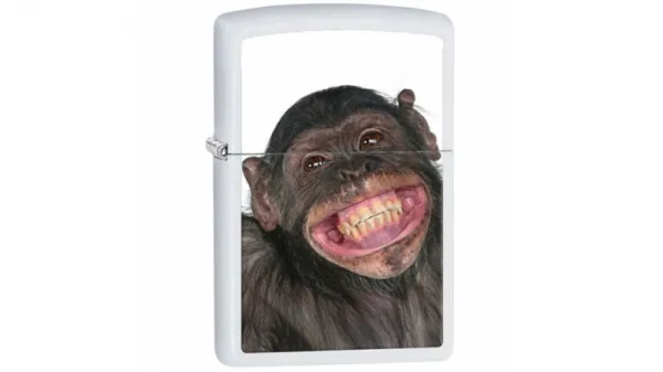 Zippo Monkey Grin White Matte lights 28661