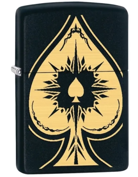 Zippo Golden Spade - Black Matte lights 28662
