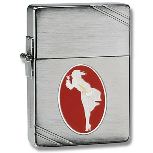 Zippo Brushed Chrome Att Emblem lights 28729