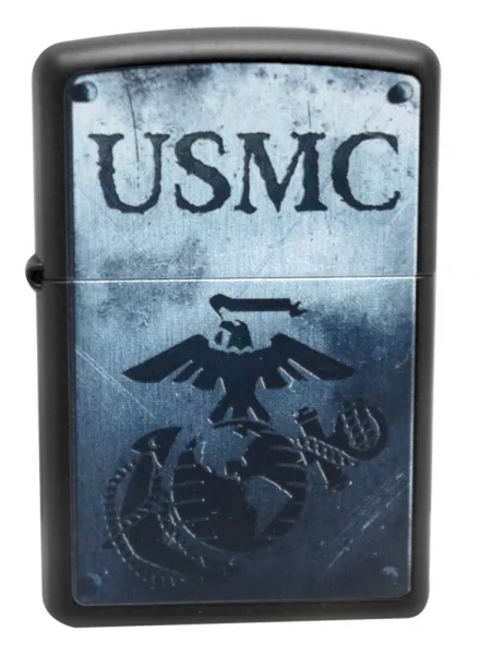 Zippo Usmc Black Matte lights 28744