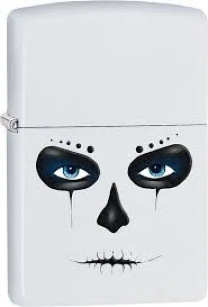 Zippo White Matte Blk Facial Image lights 28828