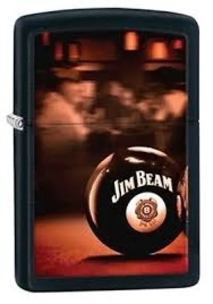 Zippo Jim Beam 8 Ball-black Matte lights 28840