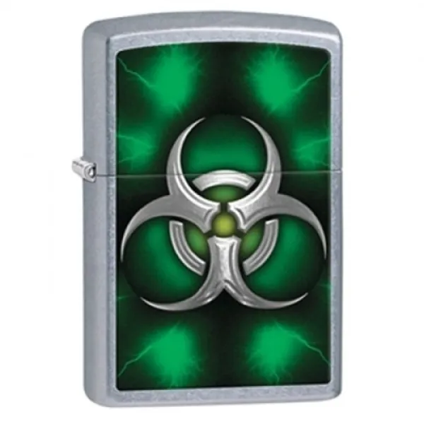 Zippo St Chrm Green Biohazard lights 28853