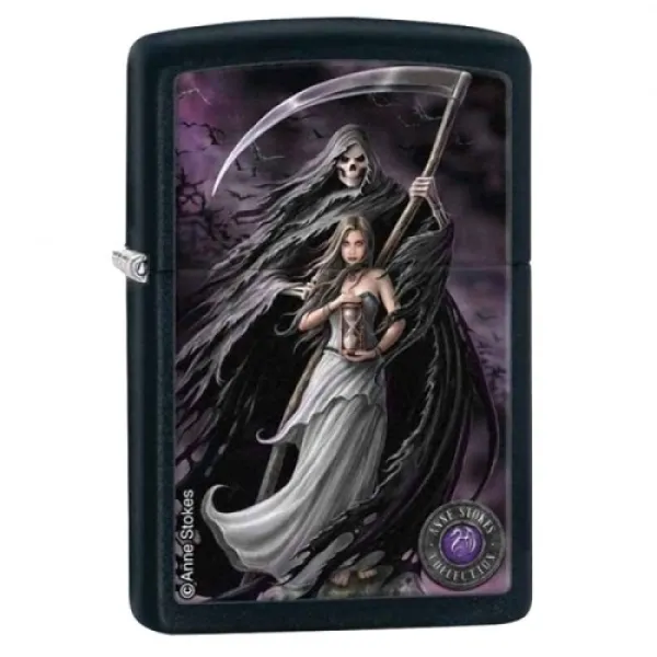 Zippo Blk Mt-grim Reaper & Female lights 28856