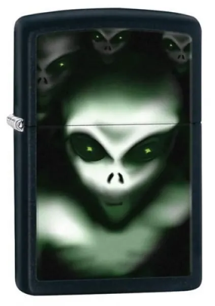 Zippo Blk Matte Alien Image lights 28863
