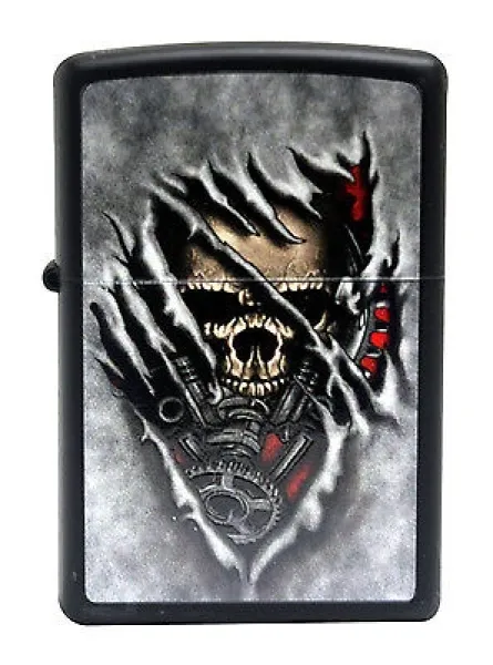 Zippo Blk Matte Skull Break Through lights 28882