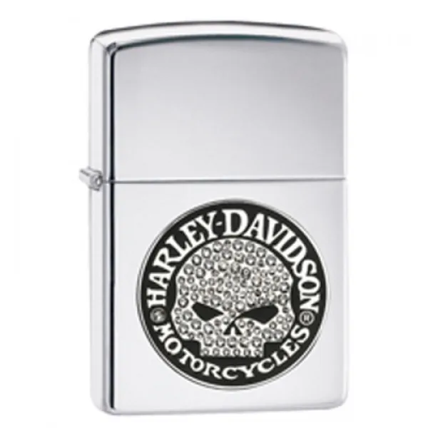 Zippo Harley Davidson Bling Skull lights 28984