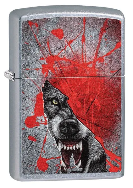 Zippo Grunge Howling Wolf lights 29344