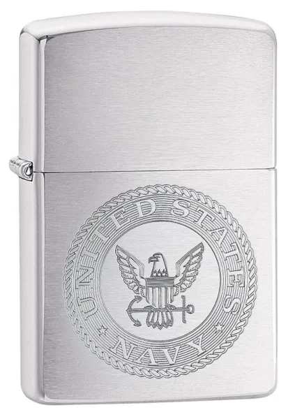 Zippo Us Navy-brushed Chrome lights 29385