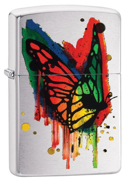 Zippo Butterfly-brushed Chrome lights 29392