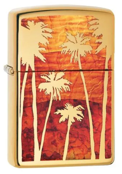 Zippo Fusion Palm Tree Sunset lights 29420