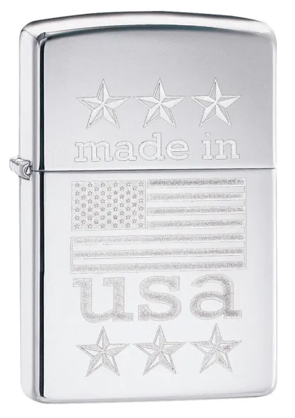 Zippo Made In Usa With Flag lights 29430