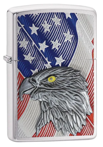 Zippo Usa Flag W-eagle Emblem lights 29508