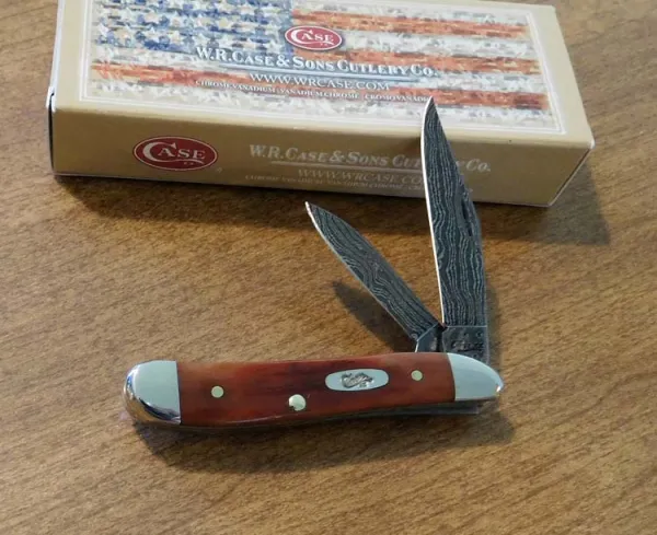 Case Sawcut Chestnut Bone Damascus Peanut (6220 DAM) Knives 31301