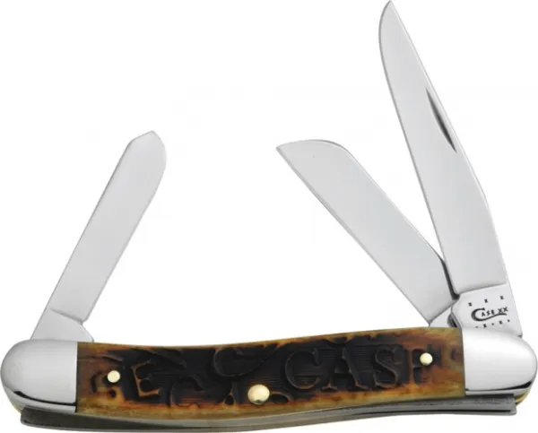 Case Carved Bone Med Stockman Knives 31743