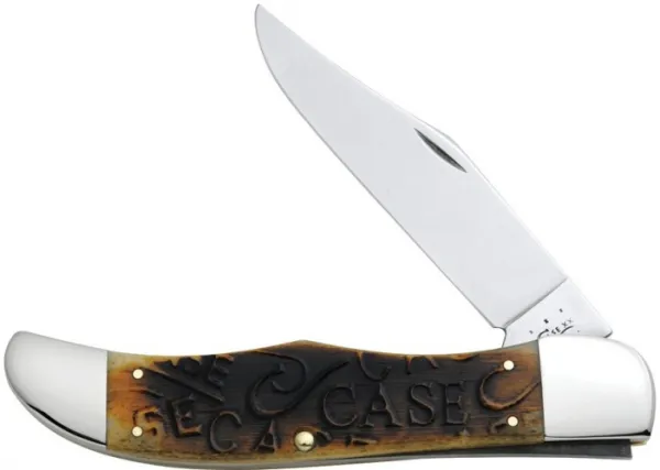 Case Carved Bone Lg Fold Hunter Knives 31744