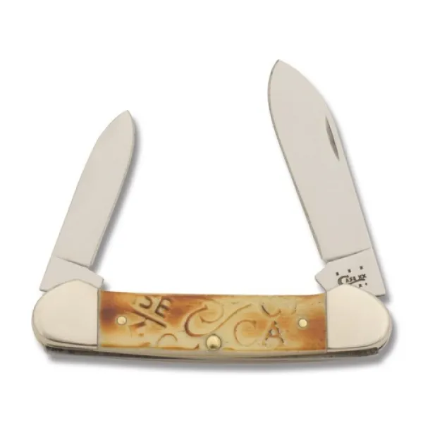 Case Carved Burnt Oatmeal Canoe Knives 31757