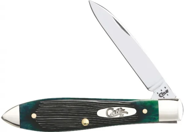 Case Barnboard Hnt Grn Tear Drop Knives 32117