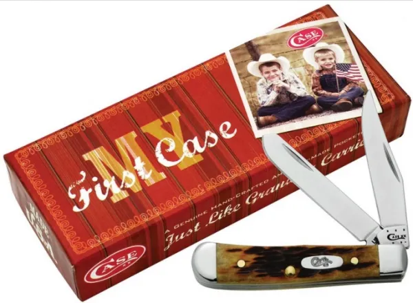 Case My First Case - Peach Seed Jig Antique Bone Tiny Trapper (62154 SS) Knives 3338