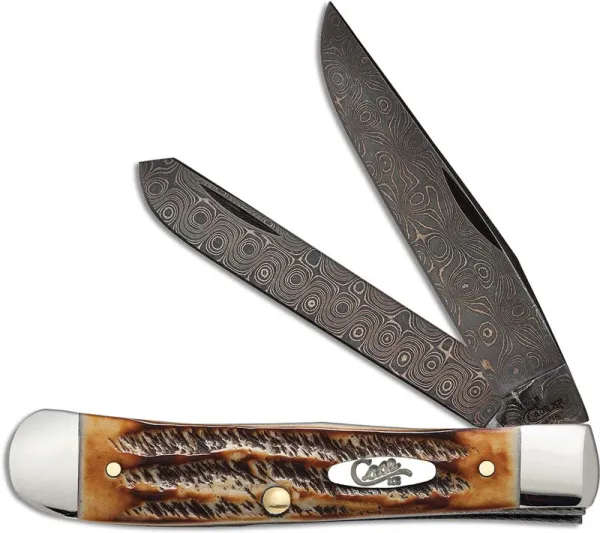 Case 6.5 Bonestag Damascus Trapper Knives 34800